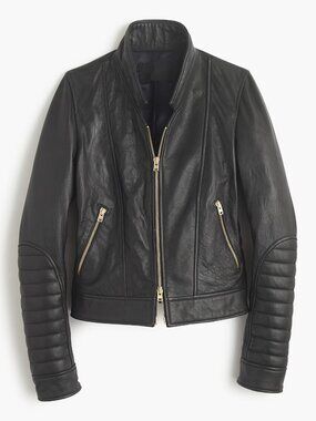 J.Crew Black Stand Collar Leather Jacket